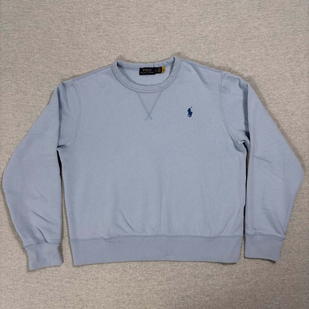 Polo Ralph Lauren The RL Fleece Sweatshirt Size L Light Blue Crew Neck